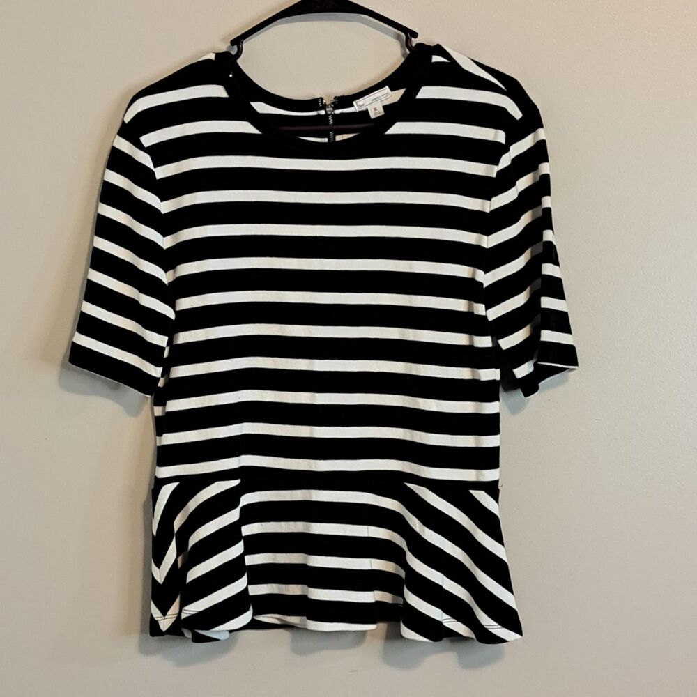 Gap Striped Peplum Top | Women's XL | Navy & White | Cotton